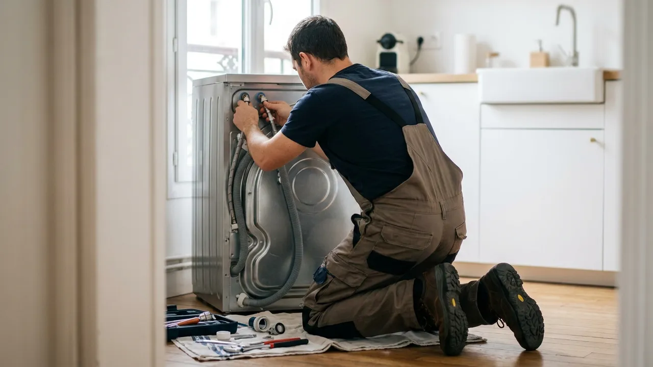 Branchement d'un lave-linge sur une arrivée d'eau dédiée dans un appartement d'Issy-les-Moulineaux